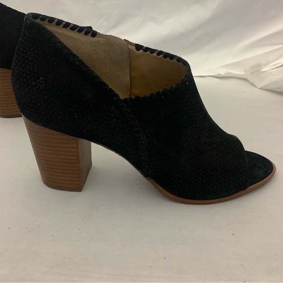 Jack Rogers Black Peep Toe Heeled Suede Side Zip Booties - Picture 6 of 14
